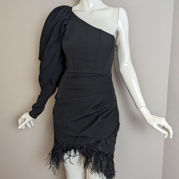 Club L London Black One-Shoulder Mini Dress - Picture 4 of 13